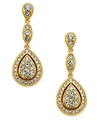 Eliot Danori Gold-Tone Teardrop Pave Drop Earrings, Created for Macy's