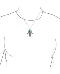 Bling Jewelry Spiritual Talisman Evil Hamsa Hand Pendant Necklace and Cz .925 Sterling Silver