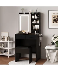 homfan Elegant Bedroom Vanity Table and Chair Set, Stylish Makeup Dressing Table, Comfortable Seat, Ideal for Home Decor Organization