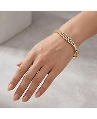 Sterling Silver with Rhodium Plated Clear Round Cubic Zirconia Cluster Style Bangle Bracelet