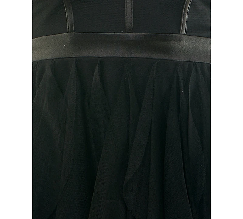 City Studios Juniors' Satin and Chiffon Sleeveless Fit & Flare Dress