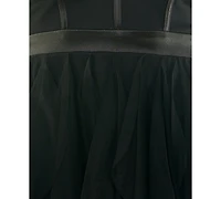 City Studios Juniors' Satin and Chiffon Sleeveless Fit & Flare Dress