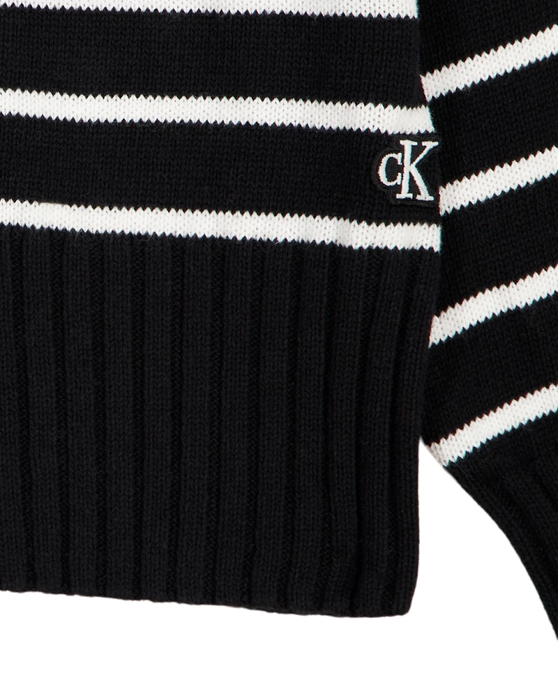 Calvin Klein Girls' 7-16 Stripe Full-zip Cardigan Sweater