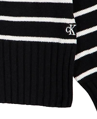 Calvin Klein Girls' 7-16 Stripe Full-zip Cardigan Sweater