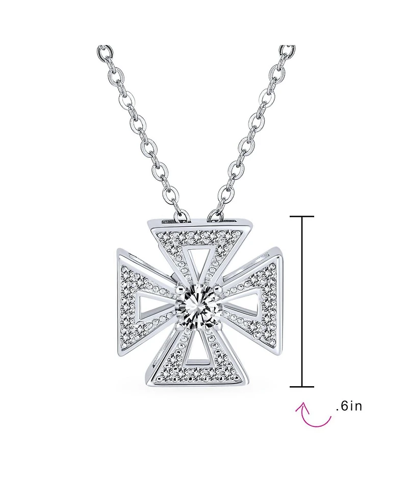 Bling Jewelry Ancient Knight Templar Cross Pendant Necklace Masonic Symbol Pave