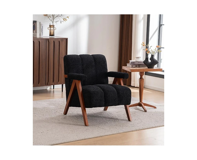 Casainc Rocking Chair with Footrest High Back Rubber Wood Legs