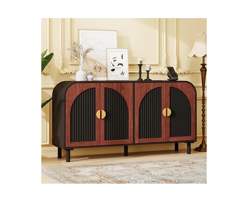 Casainc Rattan Storage Cabinet with 4 Door