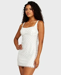 Alex & Sophia Juniors' Faux Pearl Mesh Bodycon Dress