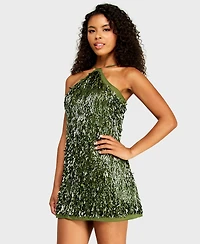 Alex & Sophia Juniors' Halter Neck Novelty Paillette Sequin Dress