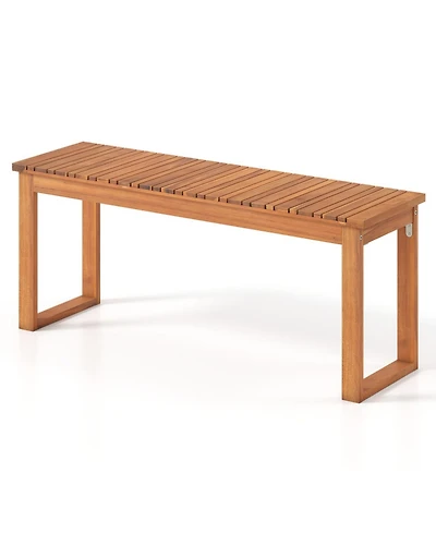 Sugift Acacia Wood Outdoor Bench with 43.5 in Slatted Seat, Metal Corner Braces and 800 lbs Capacity