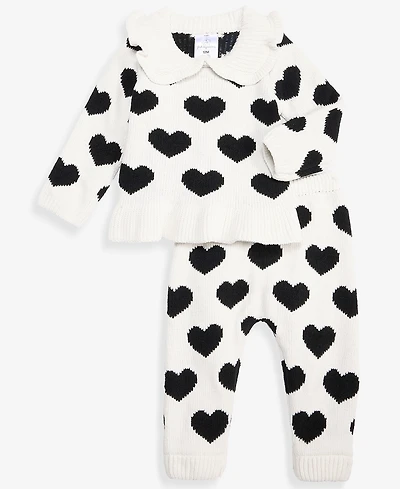 First Impressions Baby Girls' 3M-24M Collared Hearts Sweater & Pants, 2-Piece Set, Macy's Exclusive
