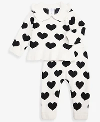 First Impressions Baby Girls' 3M-24M Collared Hearts Sweater & Pants, 2-Piece Set, Macy's Exclusive