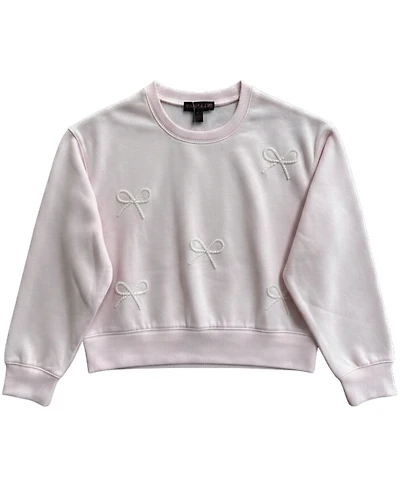 With Jules Girls' 7-16 Mini Imitation Pearl Bow Crewneck Sweatshirt