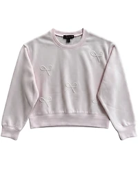 With Jules Girls' 7-16 Mini Imitation Pearl Bow Crewneck Sweatshirt