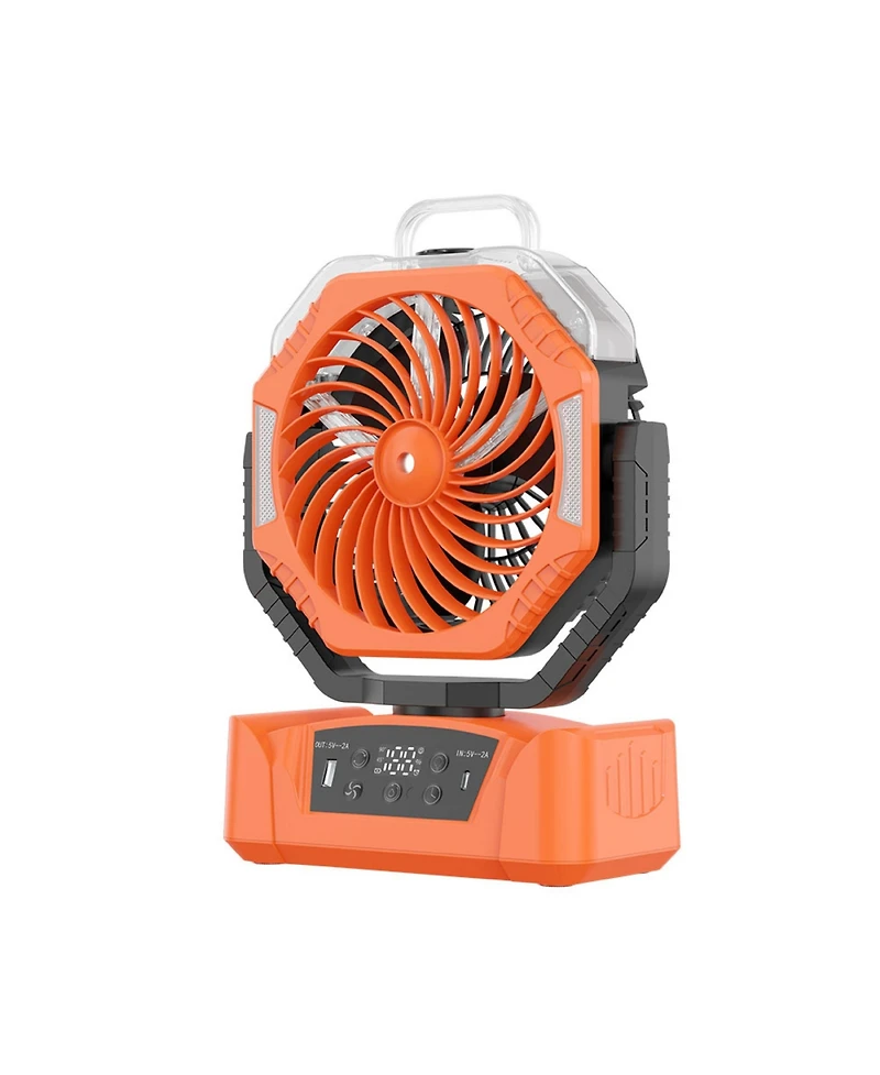 sonicgrace Rechargeable Camping Fan with Mist, Portable Battery Fan with Led Light, Remote, Oscillation, Usb Output and Timer for Outdoor, Rv