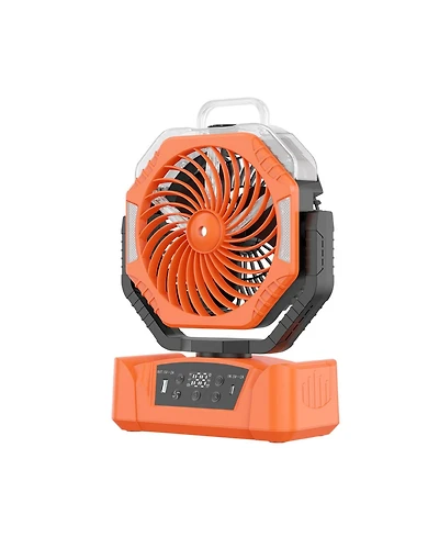 sonicgrace Rechargeable Camping Fan with Mist, Portable Battery Fan with Led Light, Remote, Oscillation, Usb Output and Timer for Outdoor, Rv