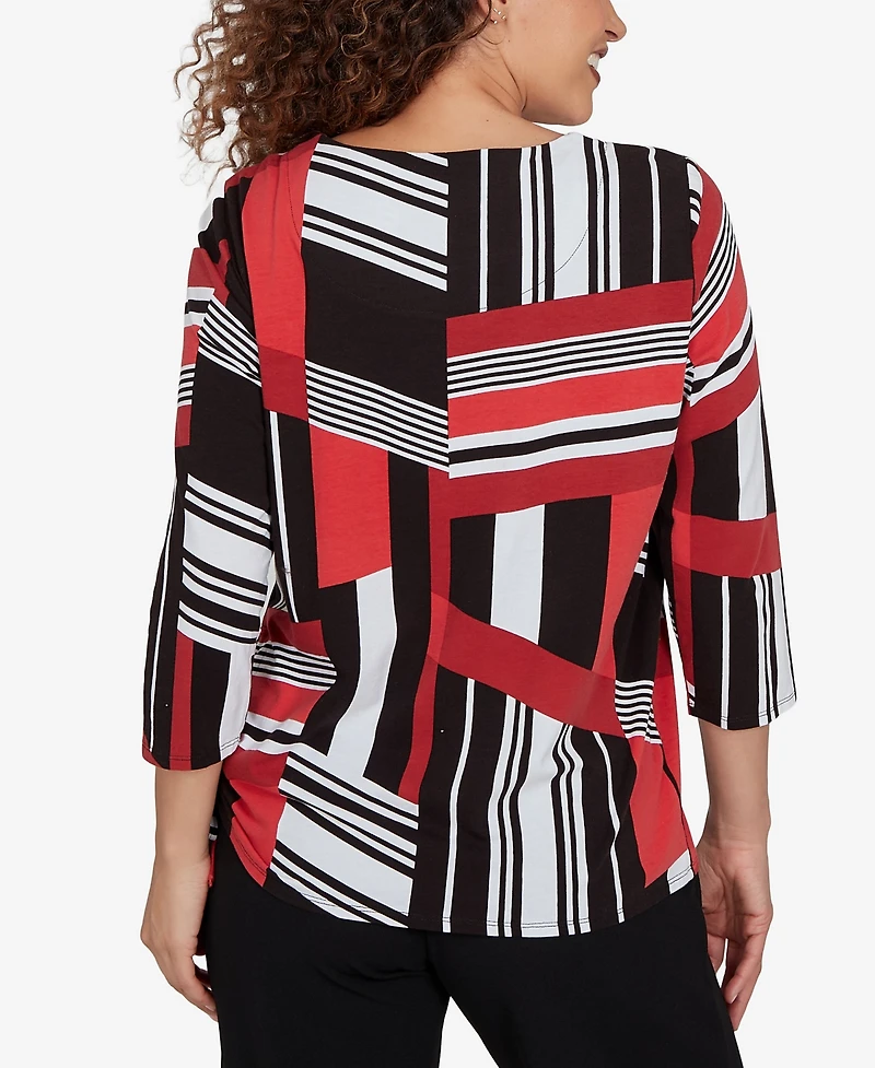 Alfred Dunner Women's Slashed Glass Knit Top