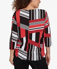 Alfred Dunner Women's Slashed Glass Knit Top