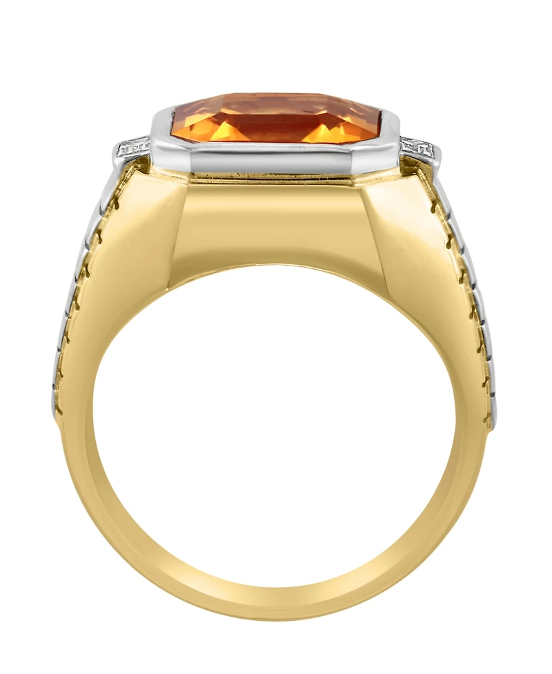 Effy Men's Citrine (5-1/10 ct. t.w.) & White Topaz (1/10 Ring Sterling Silver 14k Gold-Plated