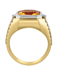 Effy Men's Citrine (5-1/10 ct. t.w.) & White Topaz (1/10 Ring Sterling Silver 14k Gold-Plated