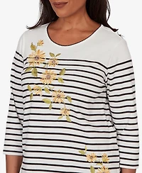 Alfred Dunner Women's Sunflower Stripe Knit Top