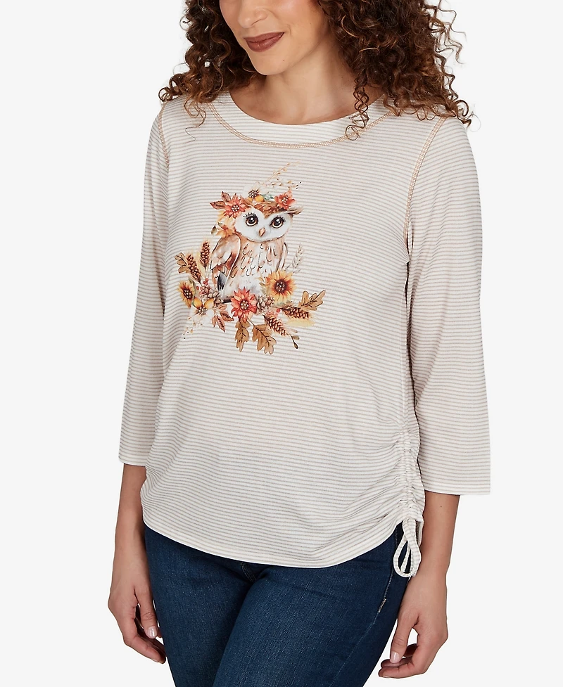 Alfred Dunner Women's Autumn Owl Knit Top
