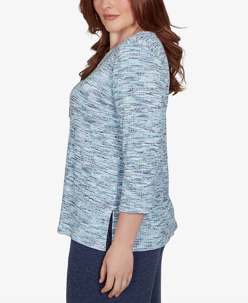 Alfred Dunner Women's Space Dye 3/4-Sleeve Top