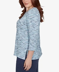 Alfred Dunner Women's Space Dye 3/4-Sleeve Top