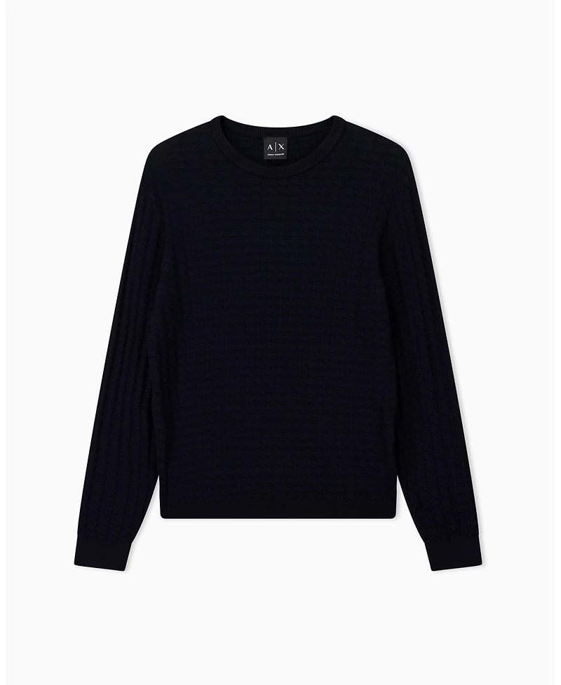 A|X Armani Exchange Men's Geometric Ribbed Viscose Crewneck Sweater