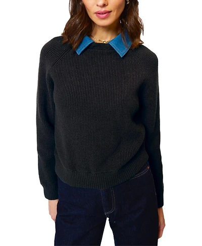 Central Park West Women's Dash Denim Collar Pullover