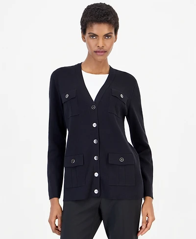 Anne Klein Women's Four Patch Pockets Cardigan