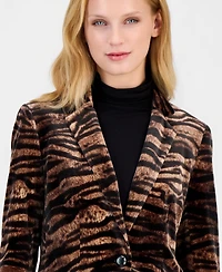 Anne Klein Women's Velvet Animal-Print Blazer