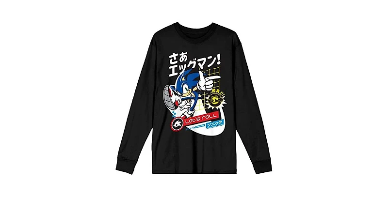 Sonic The Hedgehog Men's Black Long Sleeve Shirt-Medium