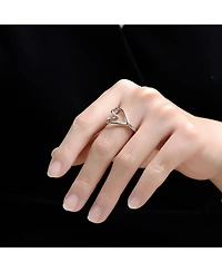 Rachel Glauber Elegant White Gold Plated Heart Design Adjustable Ring