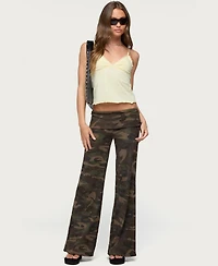 Edikted Women's Lumielle Camo Wide Leg Foldover Pants