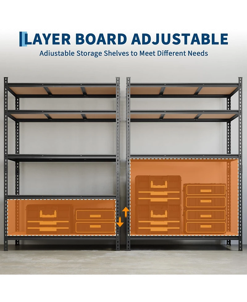 homfan Storage Shelves, Heavy Duty Metal Shelving Unit with Adjustable Shelves for Pantry or Basement