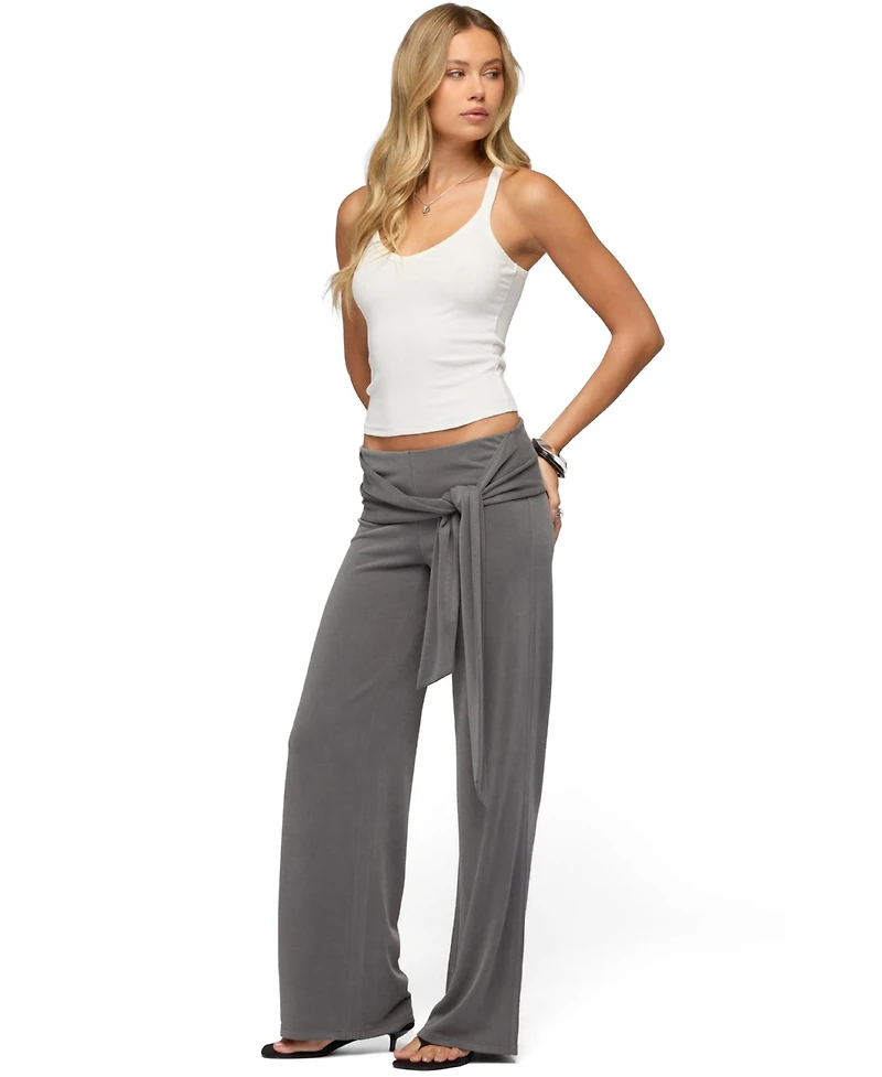Edikted Women's Xyla Straight Leg Tie Pants