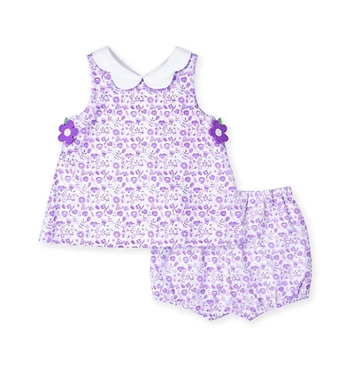 Florence Eiseman Baby Girl Printed Pique Dress and Bloomer with Flowers