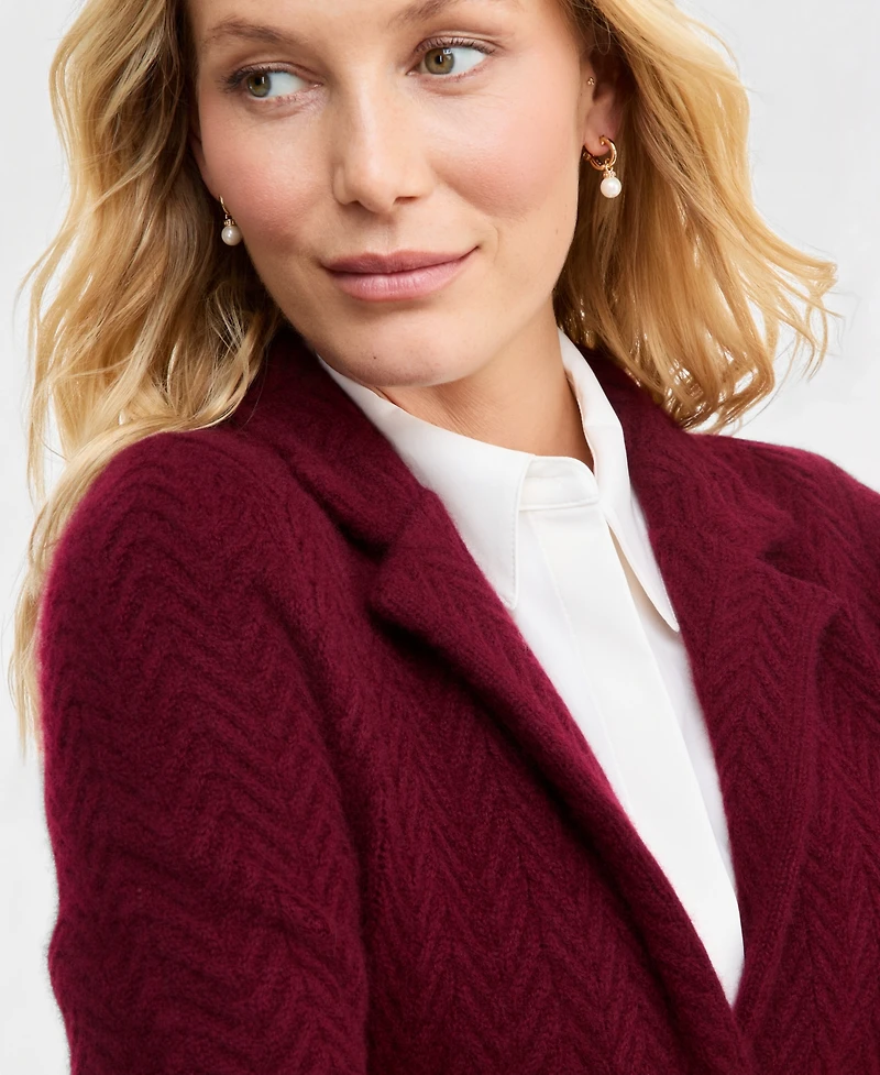 Charter Club Women's 100% Cashmere Herringbone Stitch Blazer, Macy's Exclusive