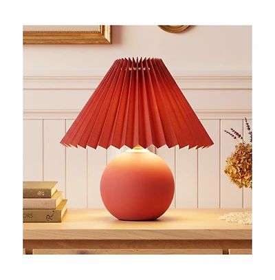 Brightech Serena 10" Ceramic Led Table Lamp with Pleated Shade