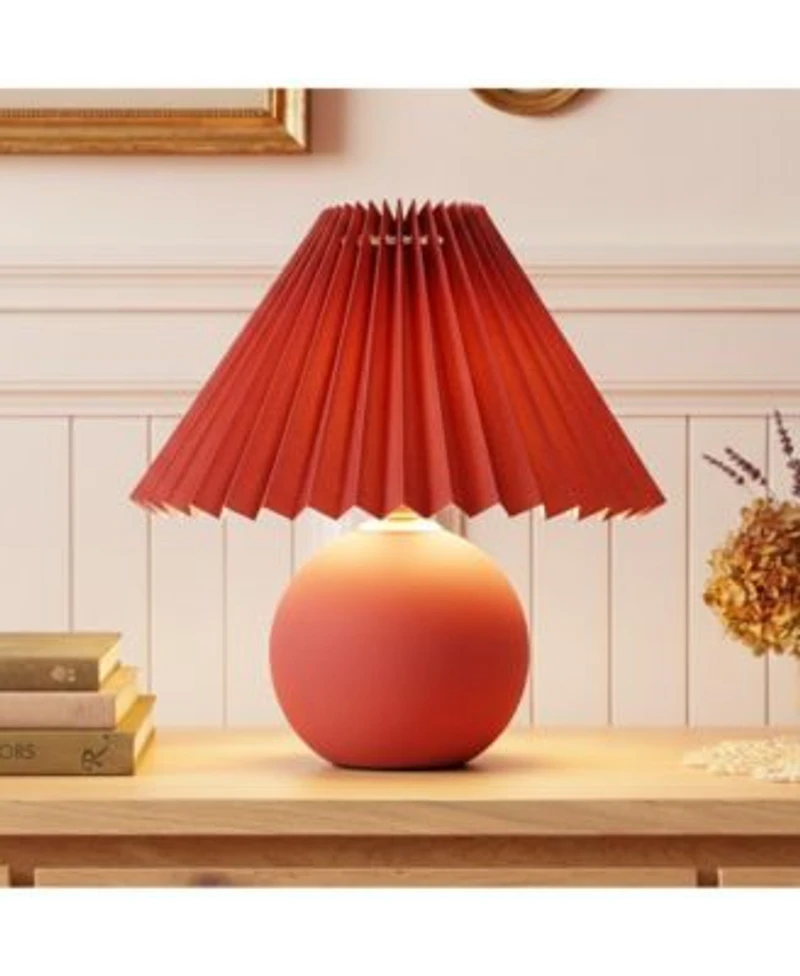 Brightech Serena Ceramic Led Table Lamp With Pleated Shade