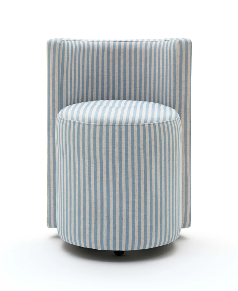 Tov Furniture Alyssa 27.6" Fabric Striped Linen Rolling Desk Chair
