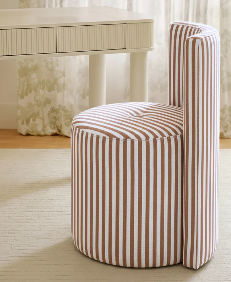 Tov Furniture Alyssa 27.6" Fabric Striped Linen Rolling Desk Chair