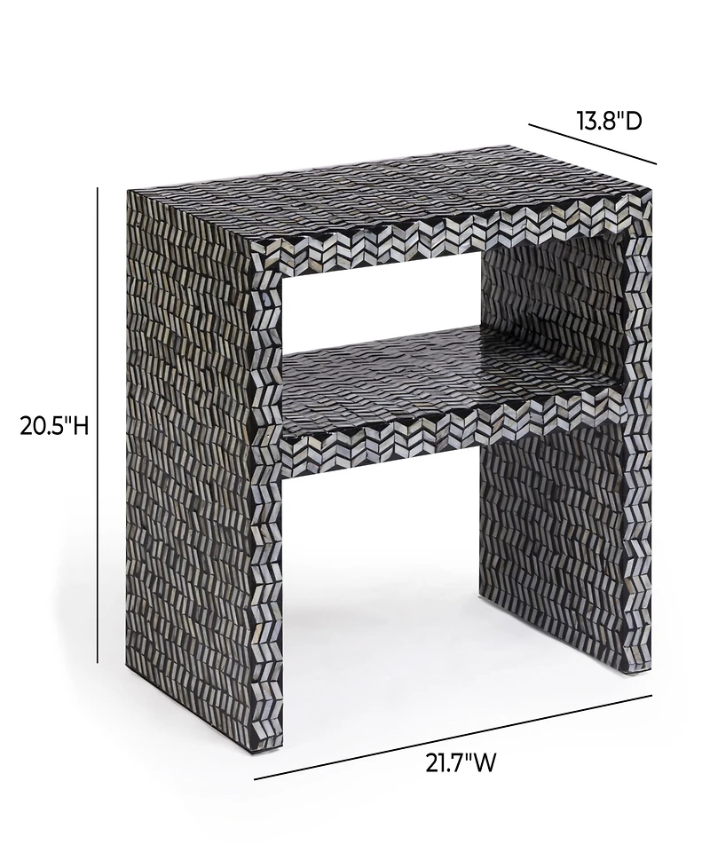 Tov Furniture Derry 20.5" Wood Mother of Pearl Nightstand