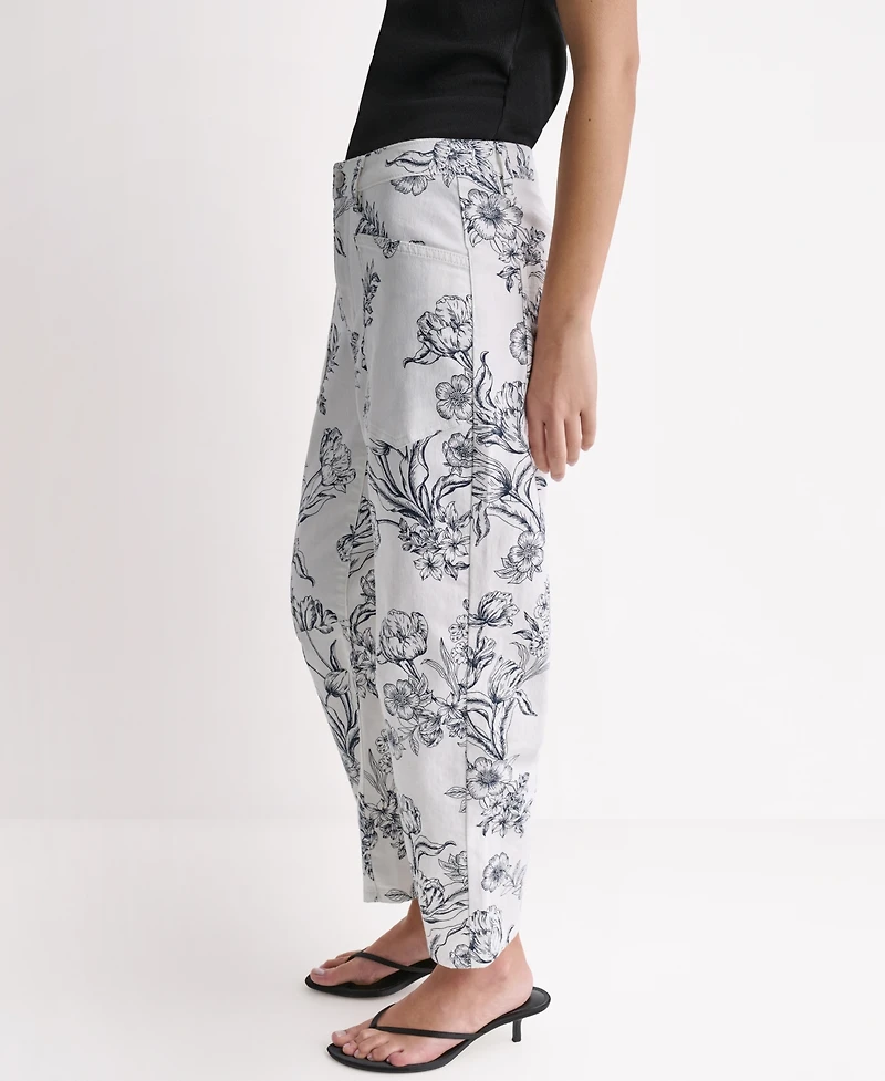 Bcbg Women's Printed Flat-Front Barrel Leg Jeans