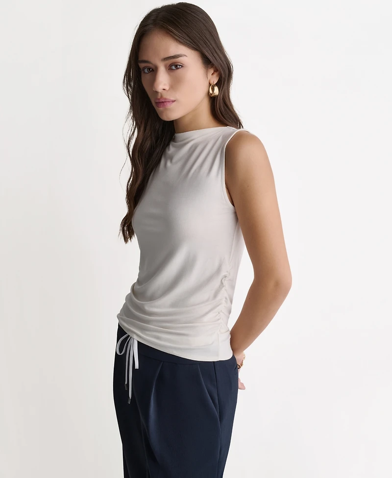 Bcbg Women's Ruched Side Boat Neck Sleeveless Knit Top