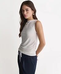 Bcbg Women's Ruched Side Boat Neck Sleeveless Knit Top