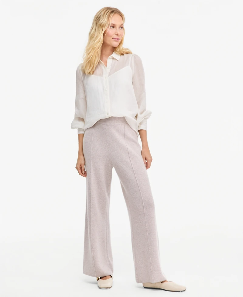 Charter Club Women's 100% Cashmere High-Rise Flare-Leg Pull-On Pants, 28" Inseam, Macy's Exclusive