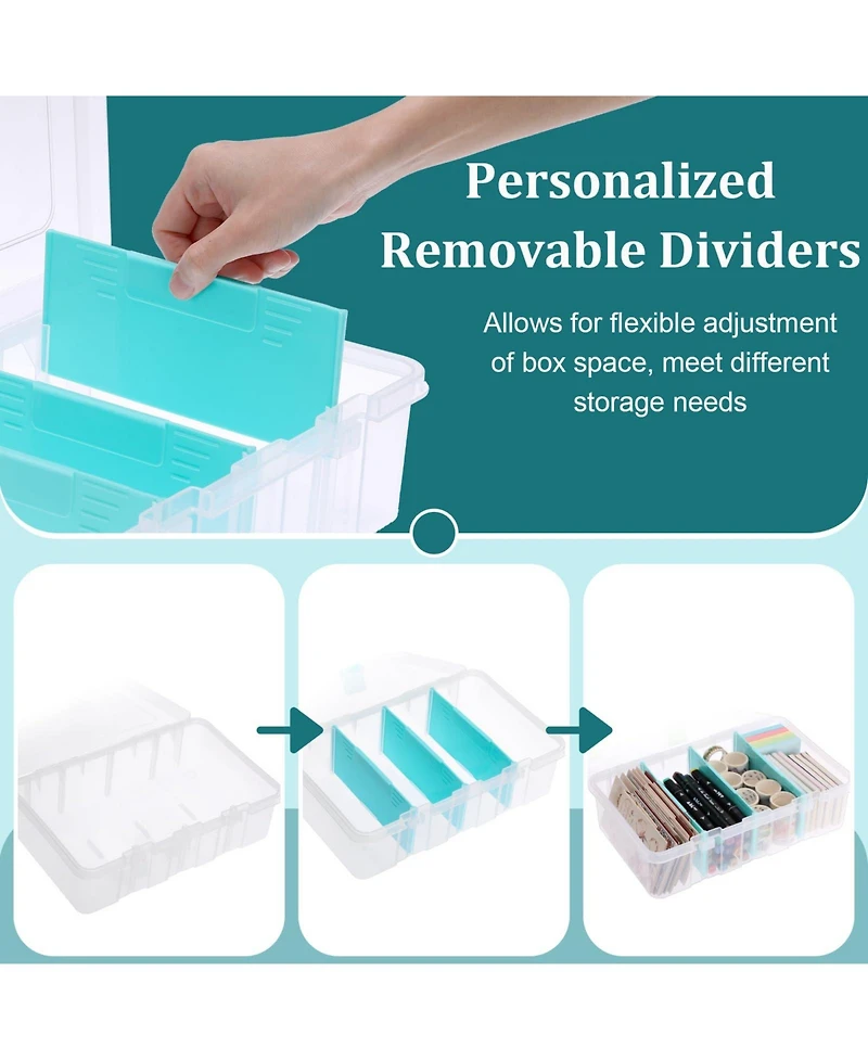 Xdovet Plastic Storage Box 4 Compartments Craft Organizer
