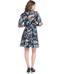 Karl Lagerfeld Paris Petite Belted V-Neck Dress